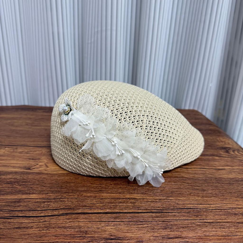 Fashion Flower Styling Thin Beret Women's Spring Summer Breathable Forward Hat Showing Face Little Painter Hat Tide