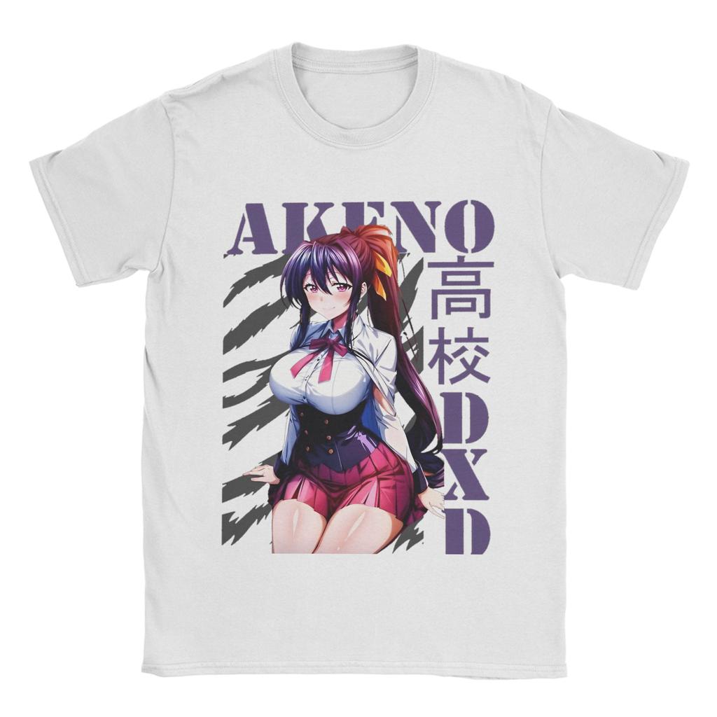 High School DxD   Men's T Shirts Akeno Novelty Tee Shirt Short Sleeve Crewneck T-Shirts 100% Cotton Plus Size Tops