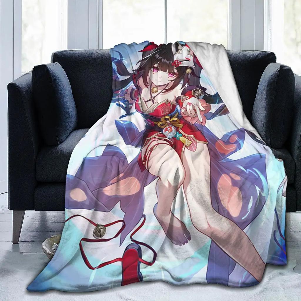Anime Honkai Star Rail Acheron All Season Fleece Blanket Throw Ultra Soft Flannel Blanket Digital Printed Premium Fluffy Fleece