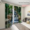 2pcs   Creative Curtains  print Mountain Rocks_ Flowing Water_ Lake_ River_ Green Forest_ Trees Nature Scene Versatile