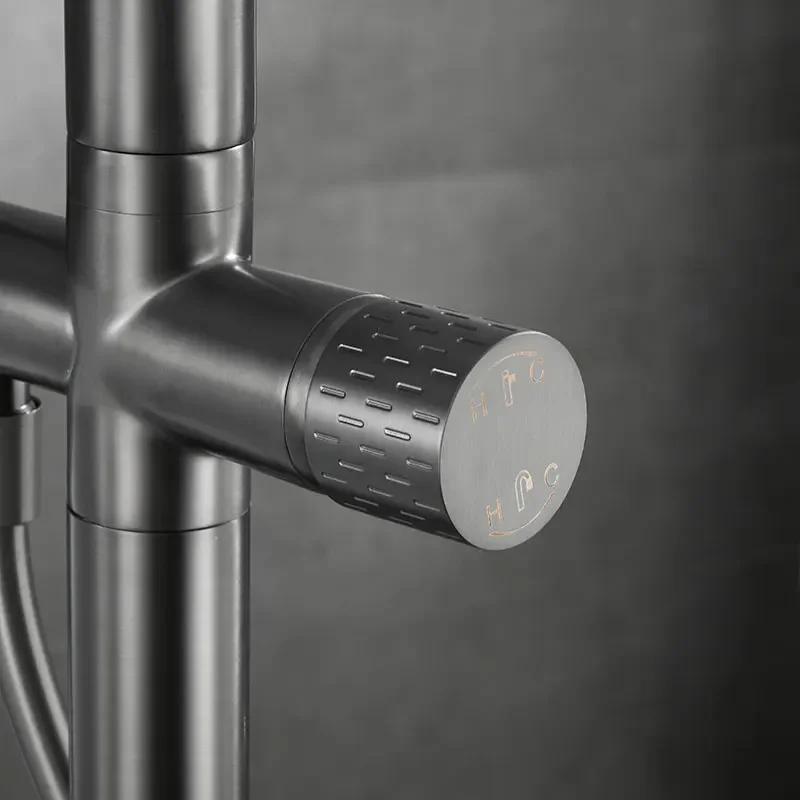 Floor Stand Faucets Brass Single Handle Bathtub Faucet Floor Mounted Shower Mixer Cold And Hot Water Shower Tap with Hand Spray