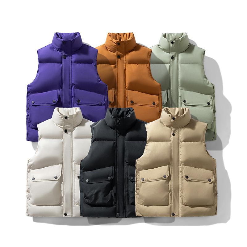 Men's Stand Collar Puffer Vest Sleeveless Quilted Warm Winter Outerwear Casual Multi-Color Vest
