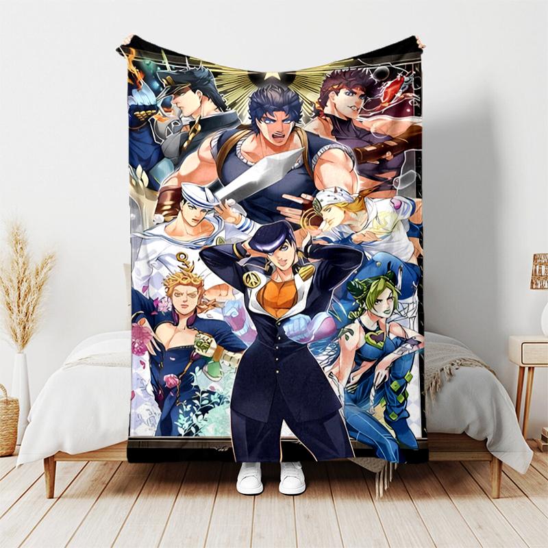1pc Blanket JoJo's Bizarre Adventure3 Print Design, Lightweight Blanket for Sofa, Bed- Soft &Warm, Gift for All Seasons like Christmas, Halloween