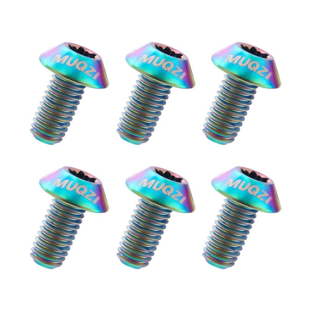 6pcs Titanium Bike Disc Brake Rotor Bolts T25 Torx M5 X 10mm Disc Brake Rotor Fixing Bolts Ultralight Fixing Screws