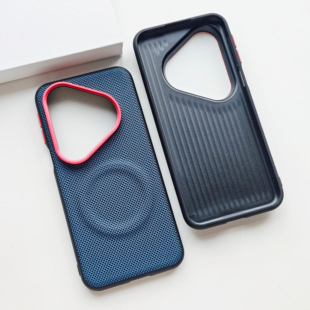 Magnetic Skin-friendly Matte Leather Case Nylon Woven Back Cover For Huawei Pura 90 Pro and Pura 90 Pro Max