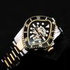 Daniel & Douglas Mechanical Automatic Watch DD8811 Skeleton Hand-Wound Silver Men's Two-Tone Black Marine