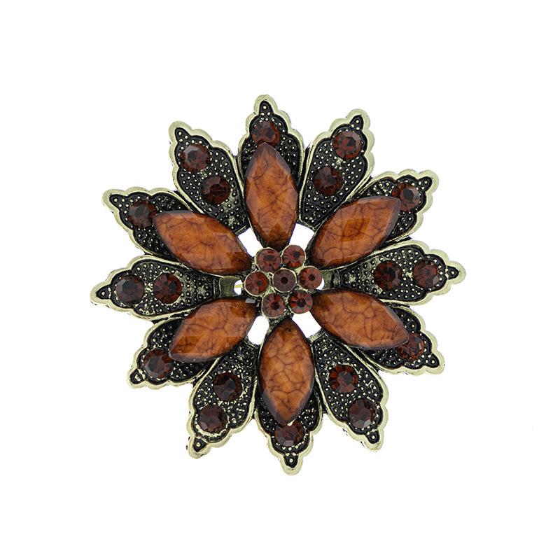 Bouquet Brooch Jewelry for Women Wedding Vintage Resin Flower Bride Pins Rhinestone Crystal Banquet