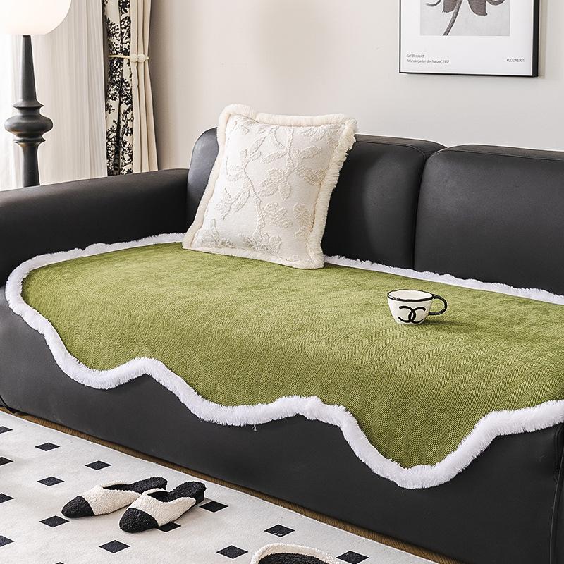 Chenille Herringbone Shaped Plush Sofa Cushion Autumn and Winter Thickening Sofa Cover Cushion