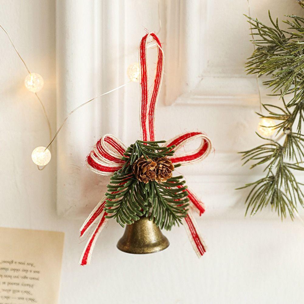 Bronze Pinecone Bell Pendant Retro Christmas Tree Hanging Bells Garden Decor