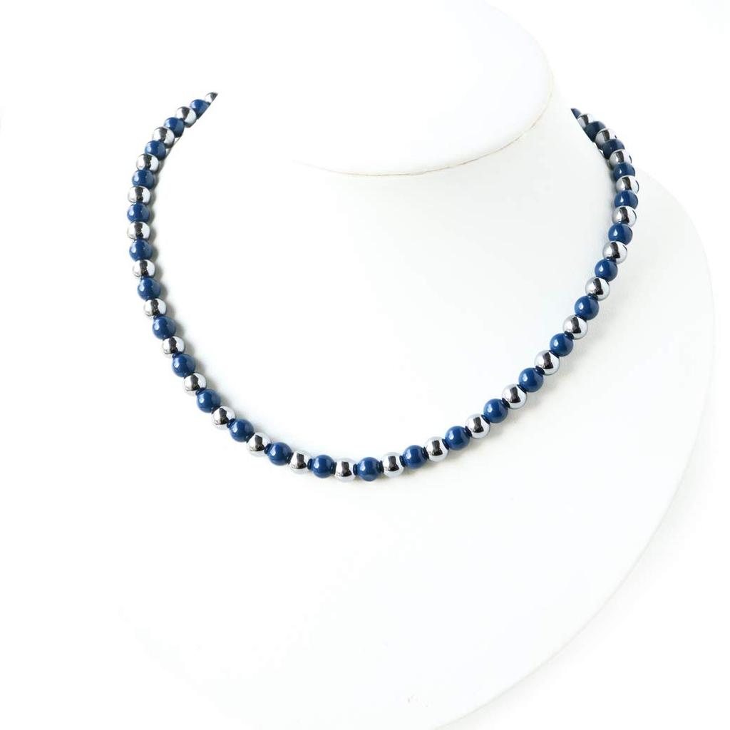 Terahertz Beitou Stone Easy to Magnetic Approximately 60cm Long [GOLD STONE] Necklace, 6mm, Blue, Hokutolite, Wear, Type,