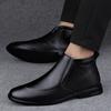 Autumn and winter men's shoes round head casual shoes business leather shoes men's first layer cowhide foot cover winter velvet snow boots men