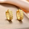 European & American French Retro Leaf Flower Gold-Plated Hoop Earrings
