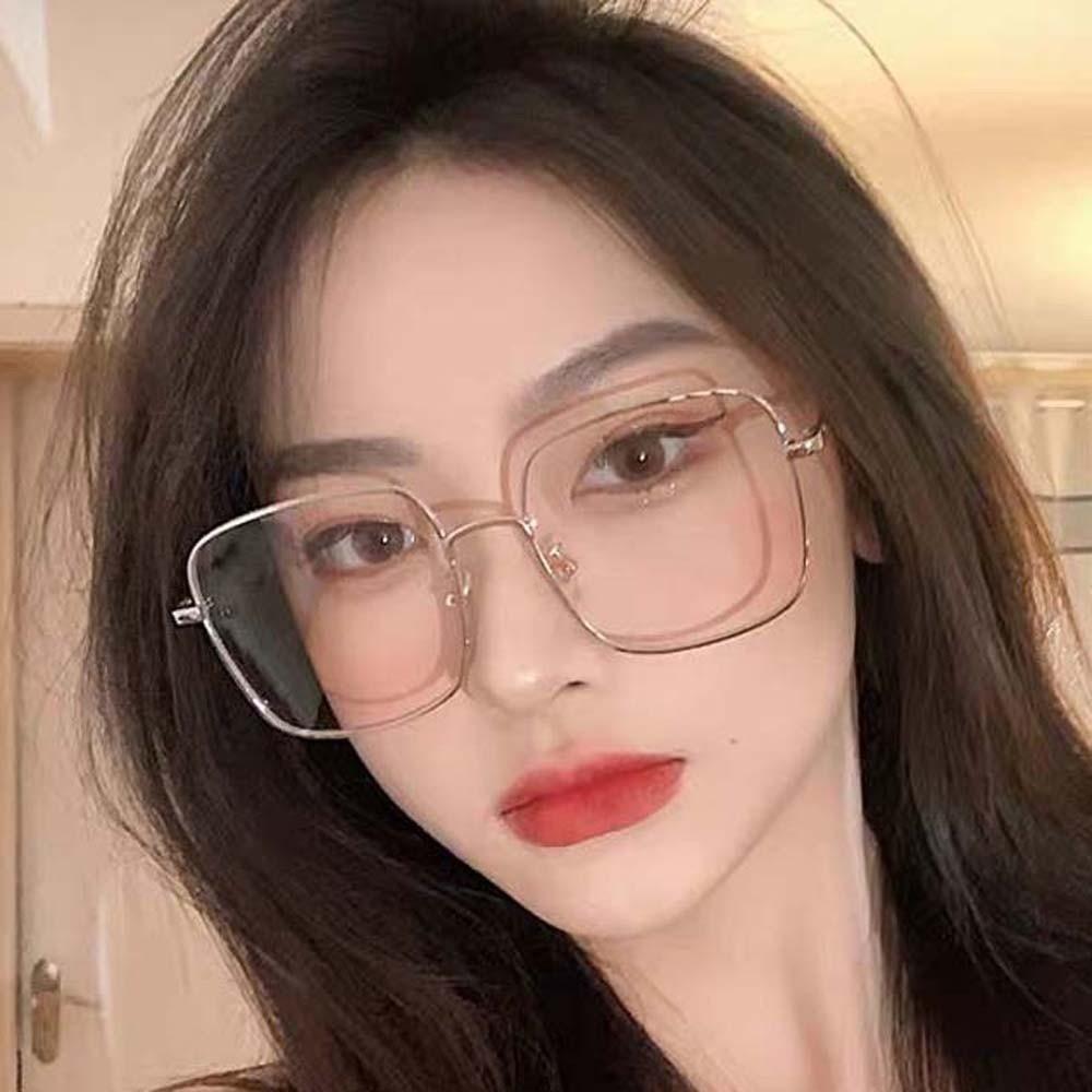 PC Golden-frame Myopia Glasses Lightweight Women Reading Eyewear Glitter Big Frame Glasses  Outdoor