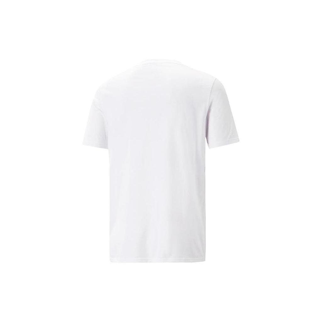 Puma Letter American Retro Cartoon Print Crew Neck Casual Pullover Short Sleeve T-Shirt Men Tops White 621992-02