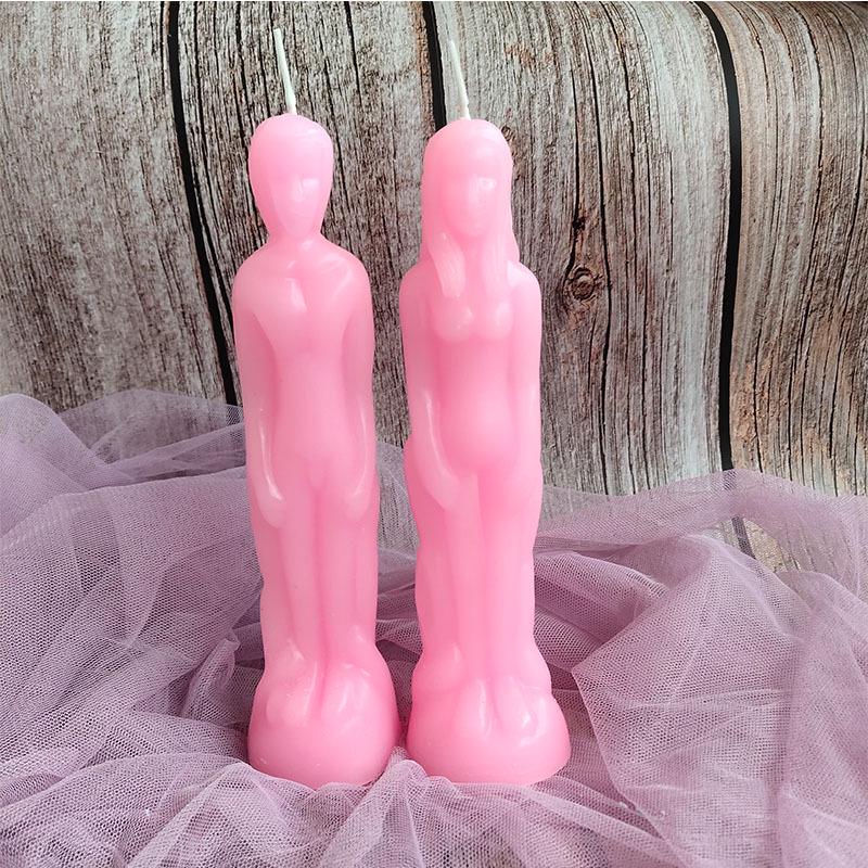 Small Human Couple Candles: Male & Female Figures