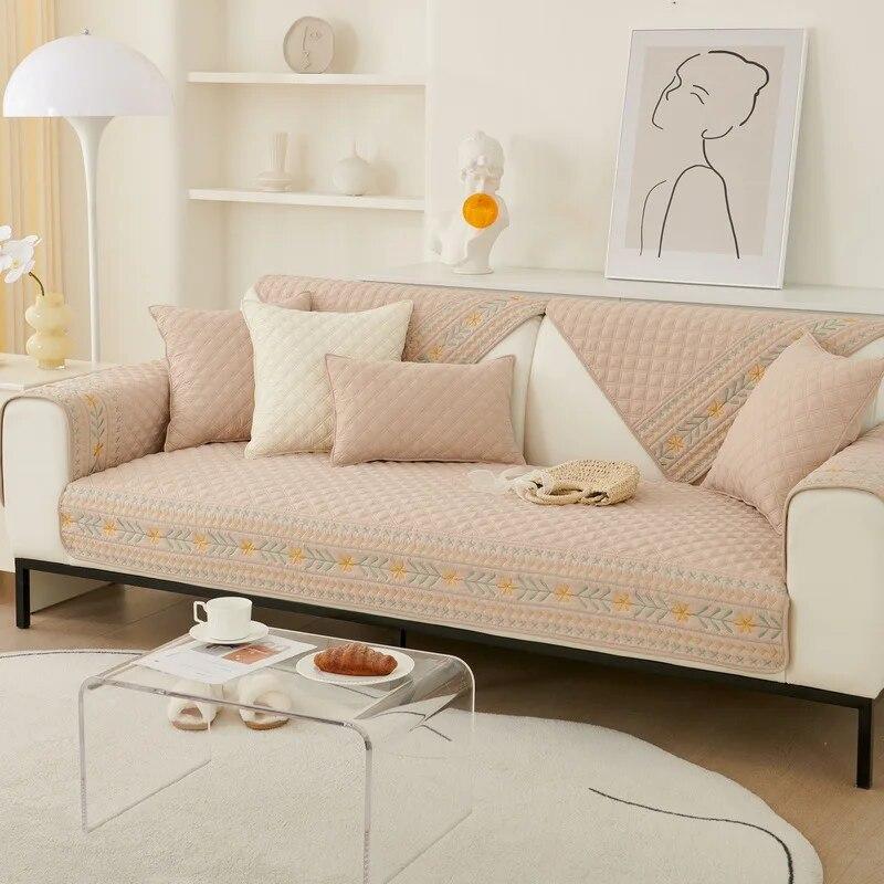 Moderne Stickerei Rutschfestes Sofa Handtuch Böhmischer Stil Sofabezug für Wohnzimmer Vier Jahreszeiten Universal Couch Handtuch Heimdekor