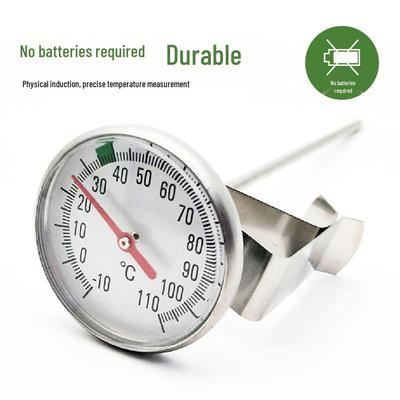 Stainless Steel Water Temperature Thermometer for Milk & Coffee - No Battery Required, Ideal for Home Kitchen Use.