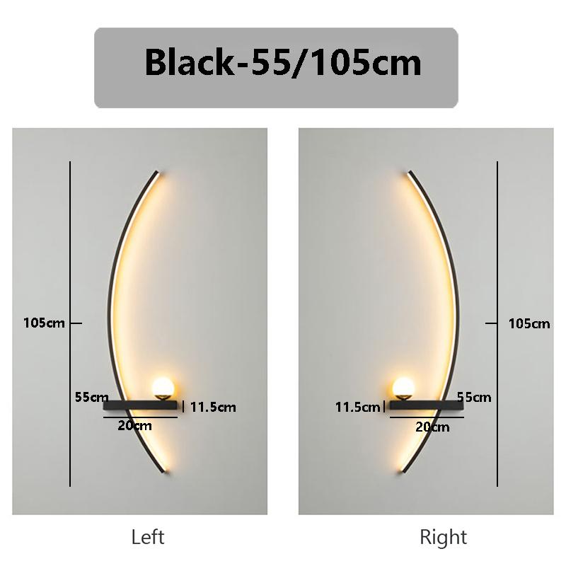 LED Wall Lamp Modern 55/105CM Black For Living Room Bedroom Bedside Corridor Study Room Cloakroom Decorative Lighting Fixtures