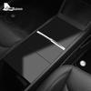 Real Carbon Fiber Center Console Storage Panel Stickers For Tesla Model Y Juniper 2025 2026-UP Model 3 Highland 2024 Accessories