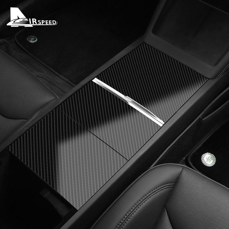 Real Carbon Fiber Center Console Storage Panel Stickers For Tesla Model Y Juniper 2025 2026-UP Model 3 Highland 2024 Accessories