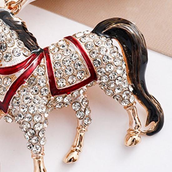 Keychain Pendant Sparkling Rhinestones Horse Design Metal Keyring Decorative Key Holder Friends Bag Decoration