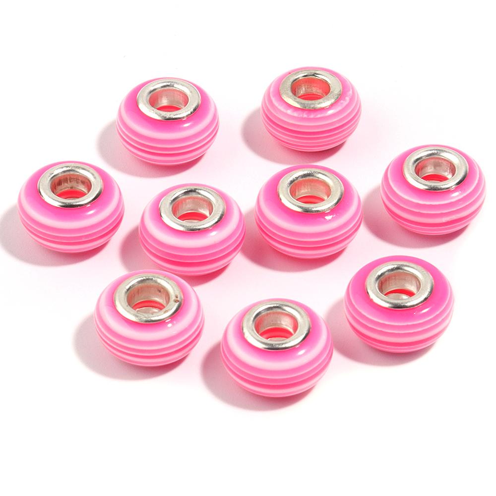 20pcs 14x8.5mm Resin Beads Rainbow Stripe Flat Round Big Hole Loose Beads For Jewelry Making DIY Bracelets Necklace Accessories