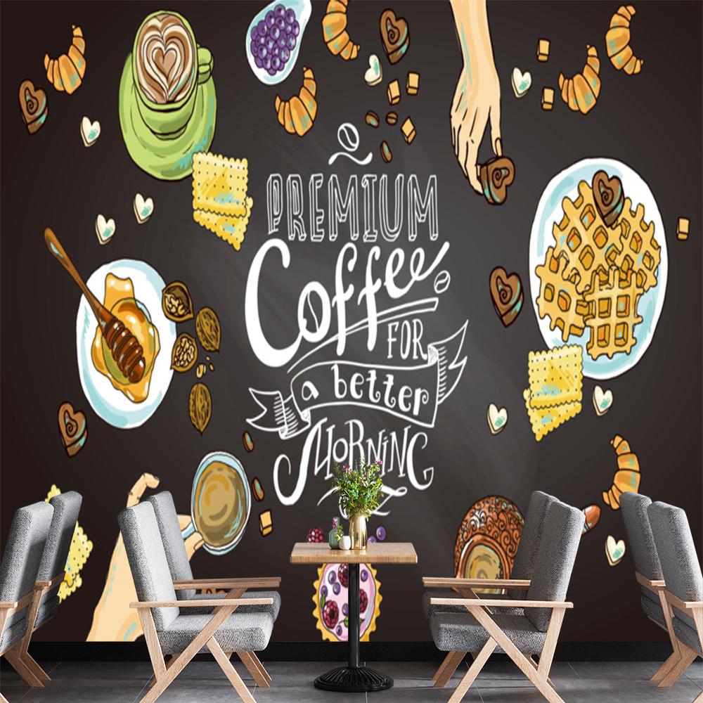 

Cartoon Coffee Wallpaper 3d Retro Coffee Mural Restaurant Drink Bar Cafe Shop Wall Murals 200 cm(W) x 140 cm(H)