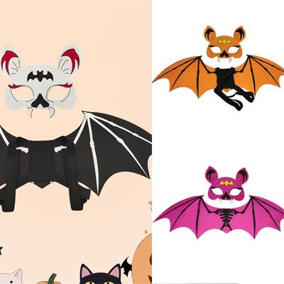 2 Piece Childrens Felts Bat Wing And Mask Halloween Costume Set Lightweight Breathable Cosplay Accessory For Parties Event