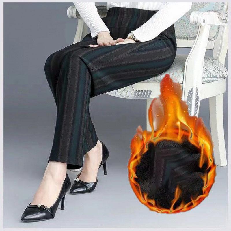 

Осенне-зимние утепленные и утолщенные женские повседневные тонкие свободные эластичные прямые брюки с талией 2XL