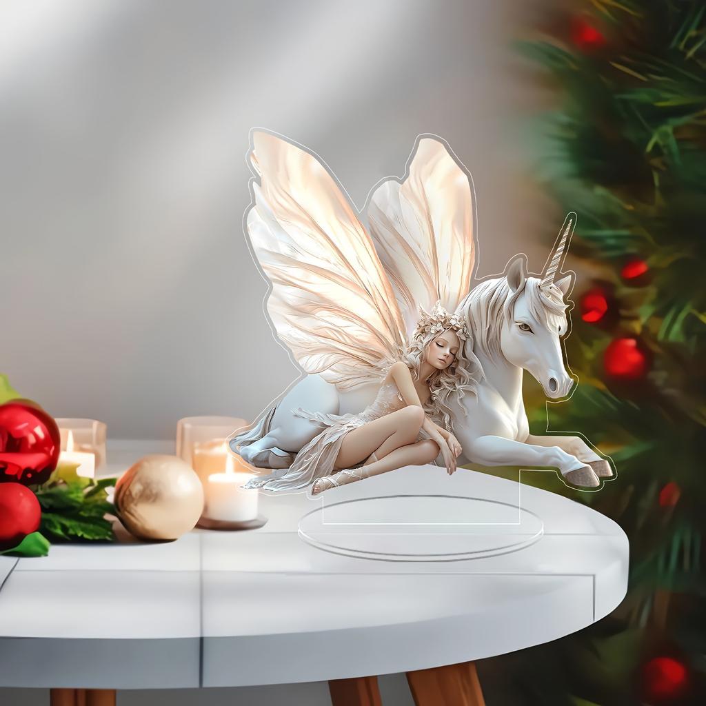 Fairytale, Angels and Unicorns, Acrylic, Office, Study, Desktop, Decoration, Gift