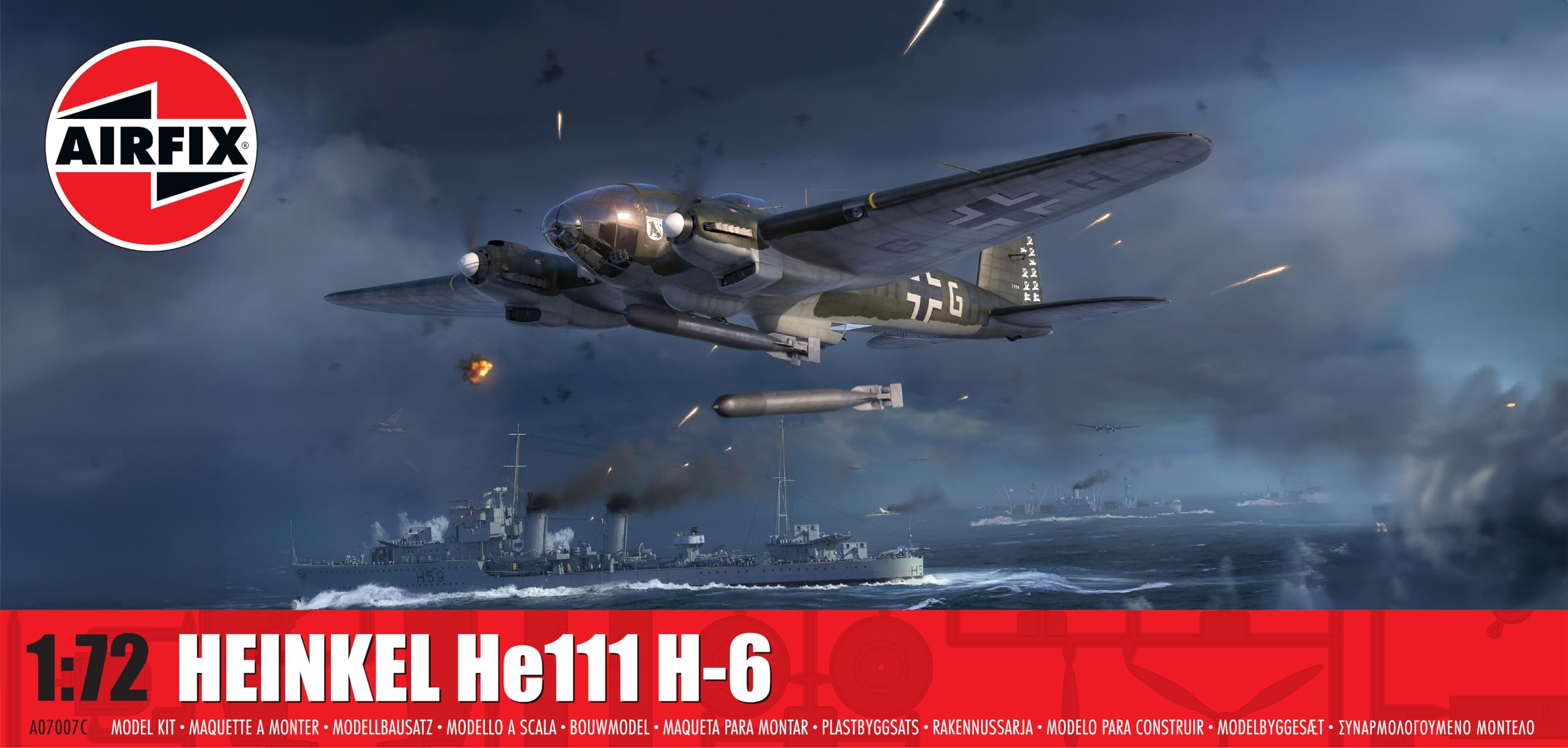 

Airfix Heinkel He111 Plastic Model Kit 1/72 H-6 X-7007C (Airplane)