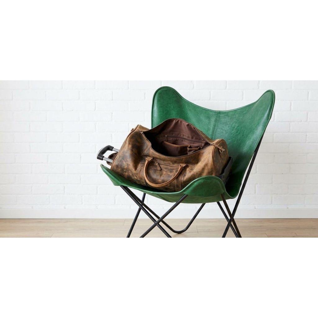 Bolsa de viagem com carrinho de couro para homens e mulheres, bolsa de viagem de 24 polegadas durante a noite, fim de semana, academia, cabine com rodas para fácil transporte