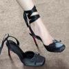 Silk Satin Square-Toe Ankle Strap Ballet Heels with Red Sole
