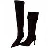 Over-knee Boots Women's 2025 Autumn and Winter New Suede Tall Elastic Pointed Thin Boots Thin Heel Two Wear Stacking Boots