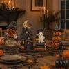 Retro Wooden Holiday Signs Farmhouse Halloween Tabletop Decorations, Table Topper Signs, Spooky Fall Party Supplies Pumpkin Ghost Tiered Tray