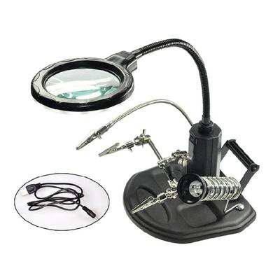 LED Magnifying Glass Magnifier Soldering Iron Stand Hands Free Soldering Station