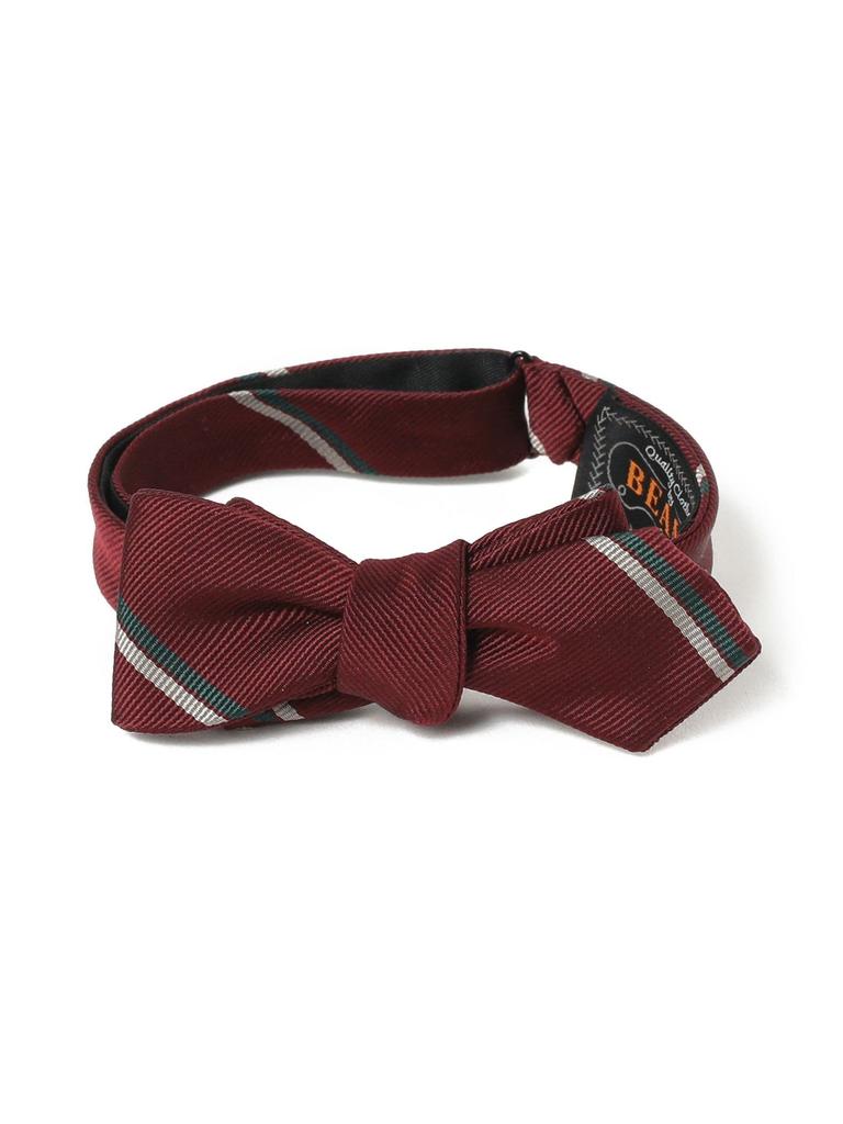 [BEAMS PLUS] Silk Wide Regimental Tie Bow Tie for Men, Wine Free, 38440090107