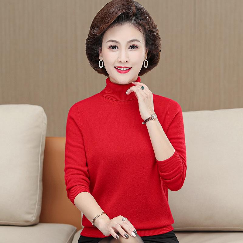 Premium Cashmere High Neck Warm Base Layer for Middle-aged and Elderly Women - Versatile Plus Size Top