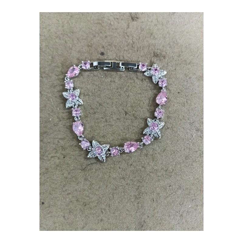 Spring Summer Blue Zircon Four Leaf Clover Bracelet For Women Fashion Jewelry Gift