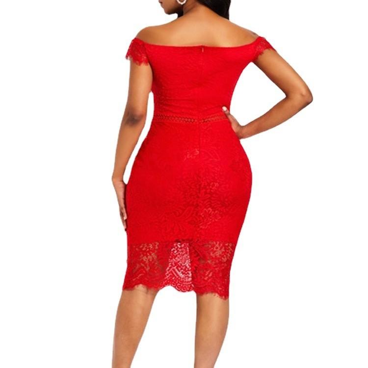 Elegant Lace Short Sleeve V Neck Bodycon Dress For Summer Evening Wear