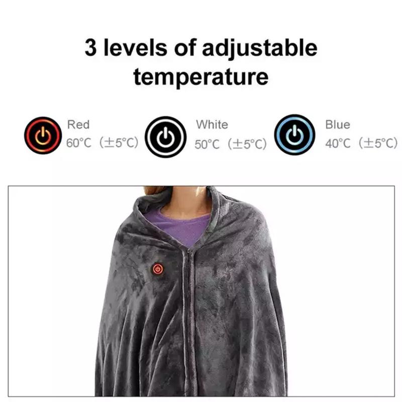 45~65℃ Electric Heated Blanket Warm Shawl Heating Plush Throw Warmer Cape Heating Lap Blanket