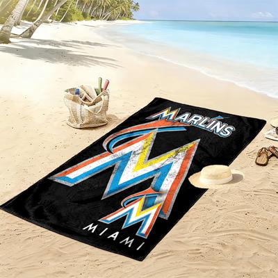 Serviette de plage imprimée Miami Marlins, Grande serviette douce à séchage rapide pour la plage, le camping, la natation
