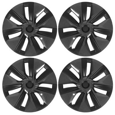4 Pezzi Coprimozzo Ruota 19 pollici Coprimozzo Avvolgente Completo Protezione Cerchione Trim Sostituzione per Tesla Model Y 2020‑2023 Carbonio