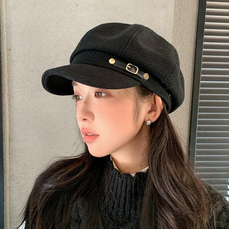 Autumn and winter octagonal hat women's fashion sunshade cap outdoor shopping casual versatile beret