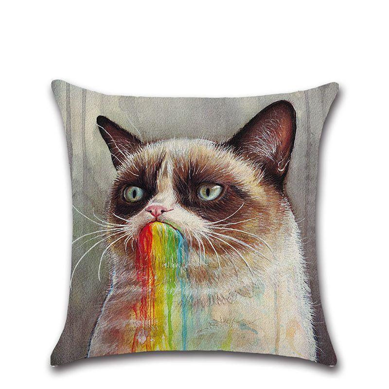 Versatile Cotton Linen Cushion Cover Featuring Cartoon Rainbow Animals For Stylish Decoration