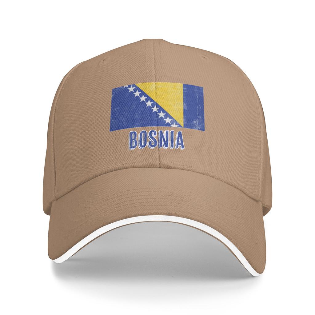 Vintage Retro Flag of Bosnia Herzegovina Grunge look Pool Party Baseball Caps Men Adult Female Beach Sun Hat Hip Hop Trucker Cap