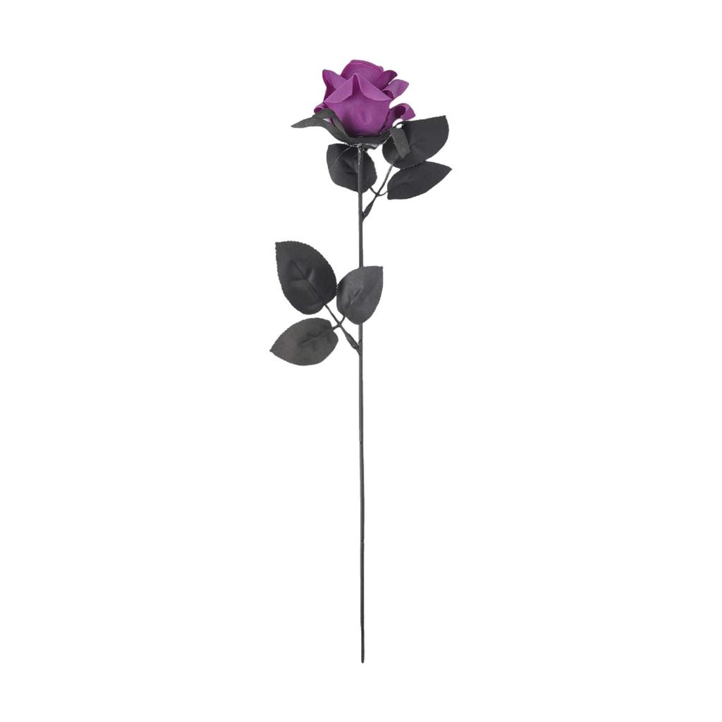 Artificial Halloween Rose With Head Faux Silk Rose Picks Stems Rose Bouquet For Halloween Party Haunted House Home, Dark Red