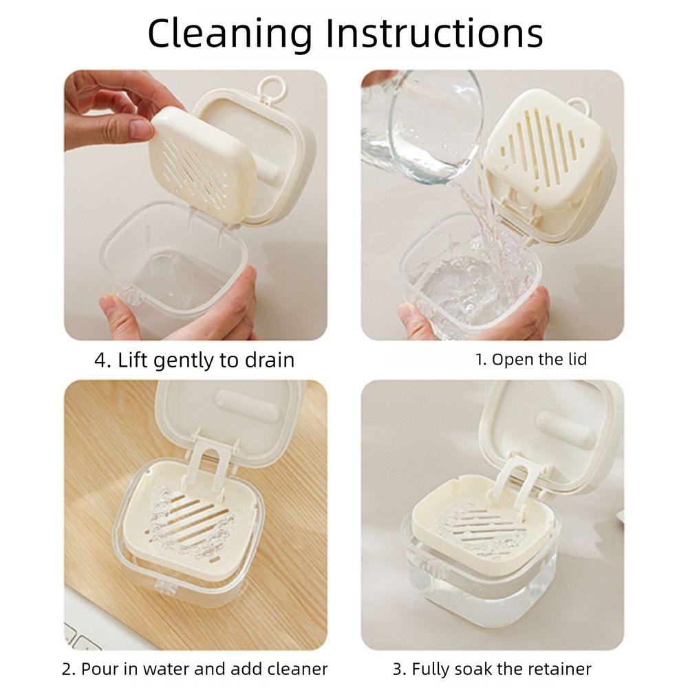 Transparent Denture Soaking Cleaning Box Portable Orthodontic Retainer Case False Teeth