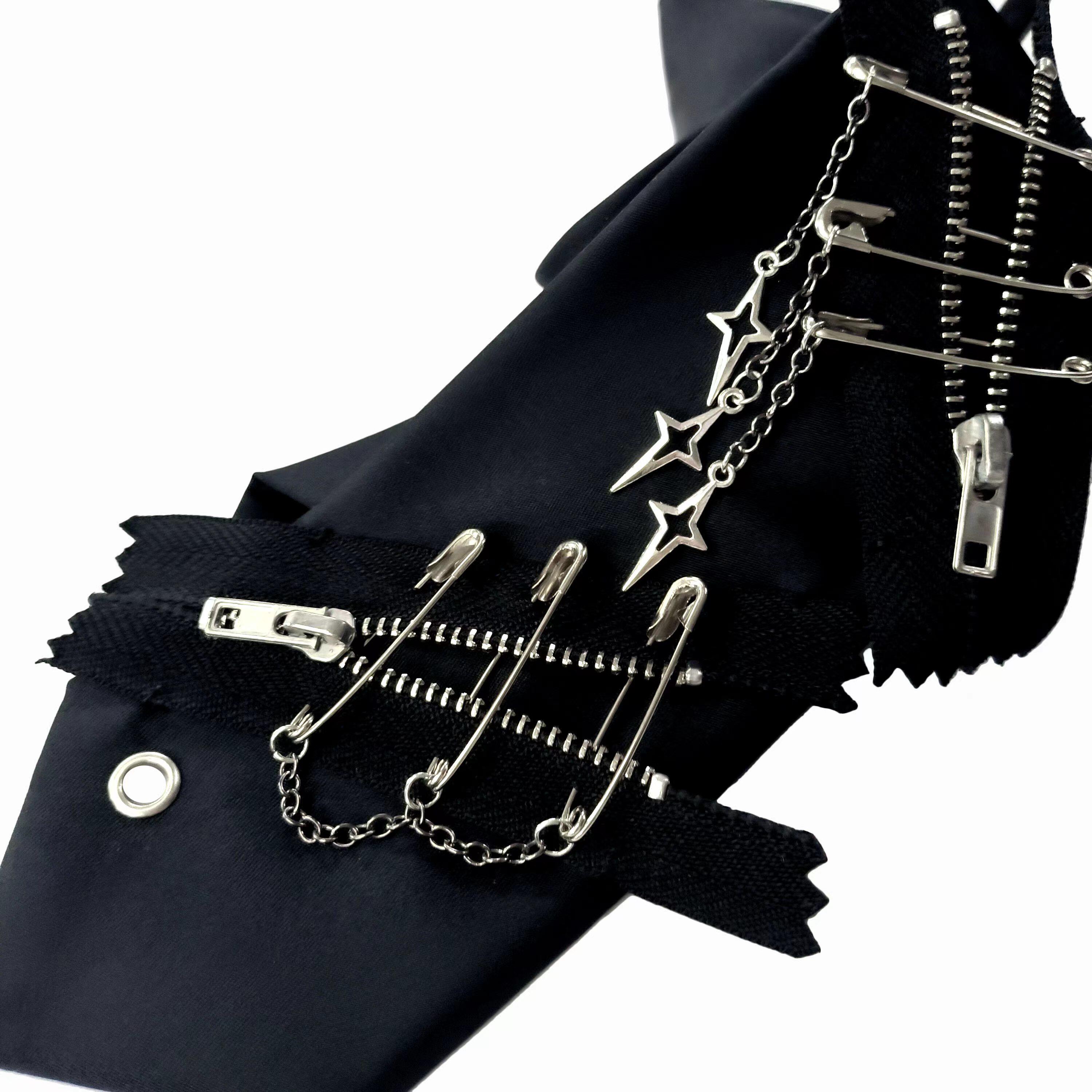 

Personality Dark Punk Zipper Tie Gifts for Men Original Handmade Necktie чёрный