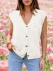 Gilet in Maglia da Donna con Scollo a V, Bottoni, Senza Maniche, Cardigan Casual, Capo d'Abbigliamento Esterno